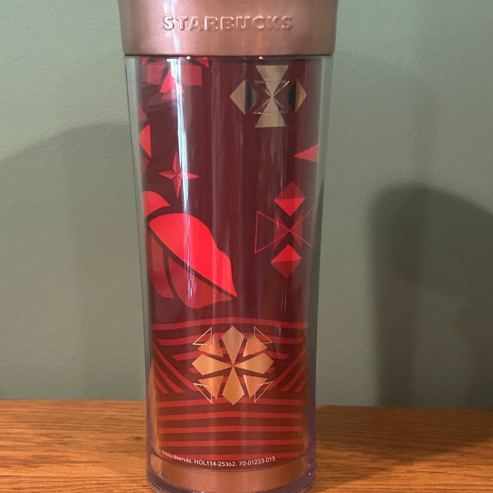 STARBUCKS RED AND GOLD TUMBLER NEVER USED
